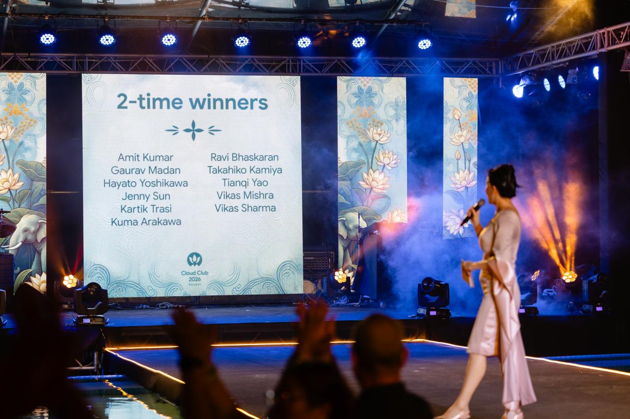 Cloud Club 2026 Phuket — two-time winners recognition featuring Vikas Mishra