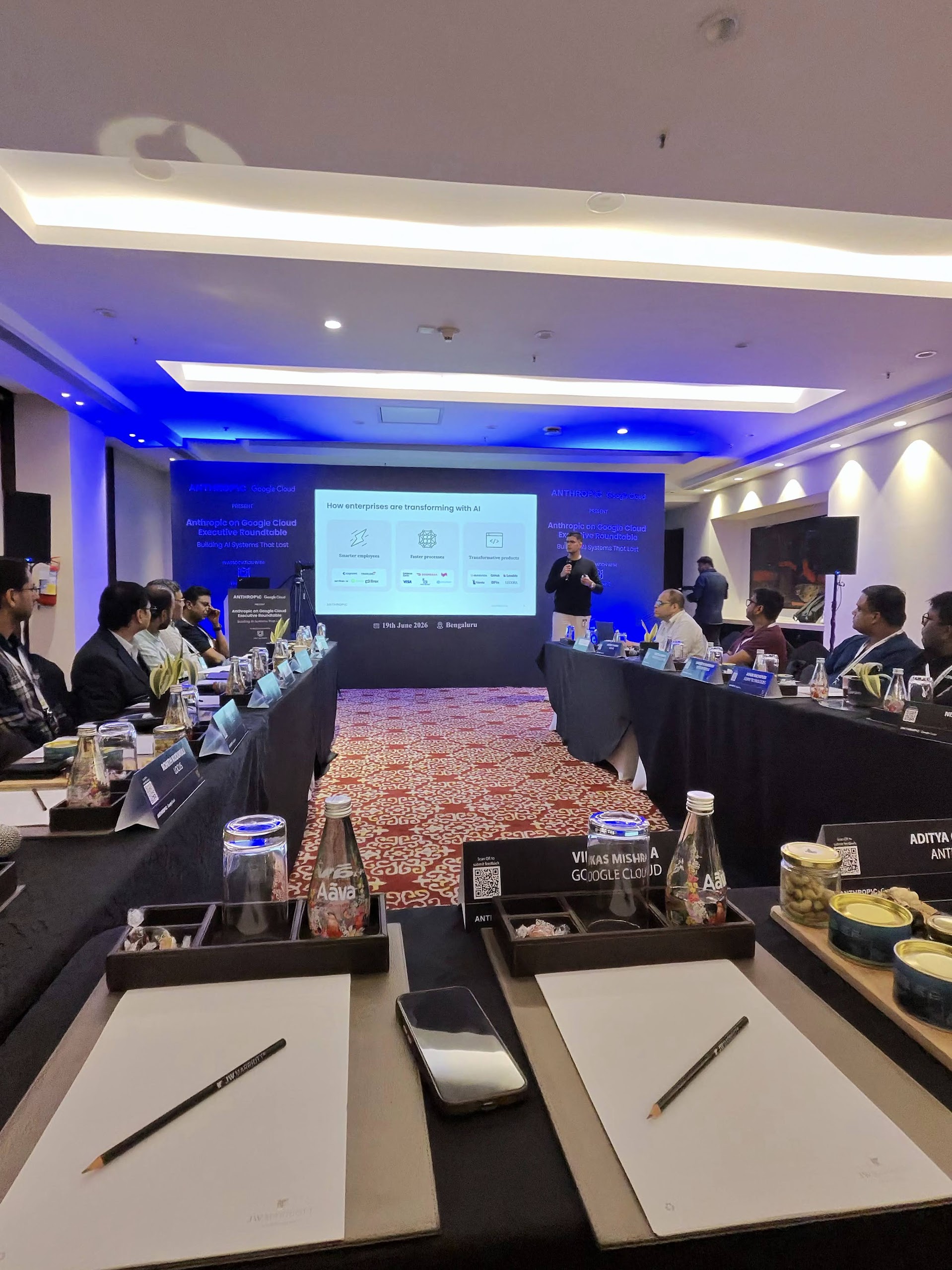 Vikas Mishra speaking at a Google Cloud executive roundtable in Bengaluru